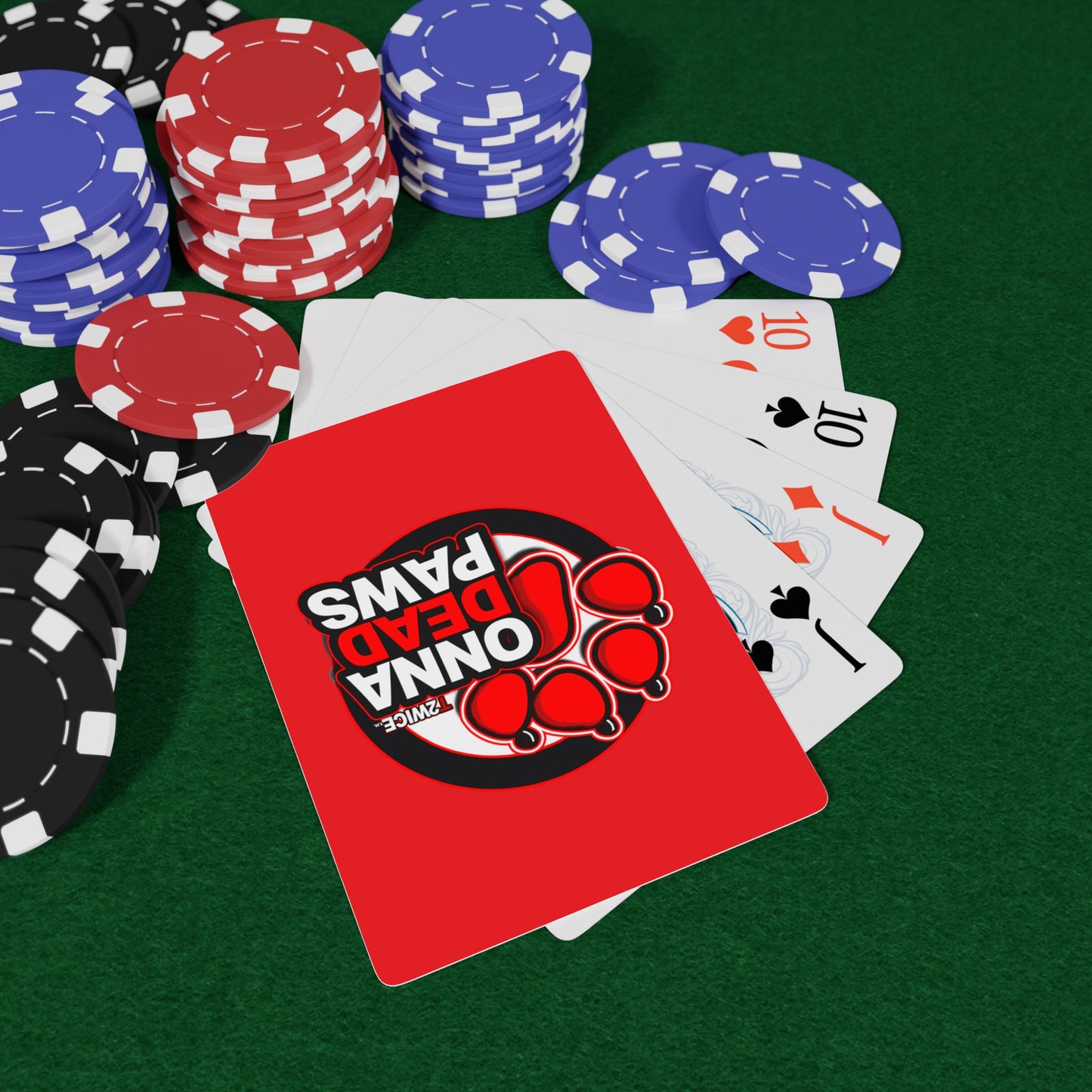 Onna Dead Paws All Red Playing Cards