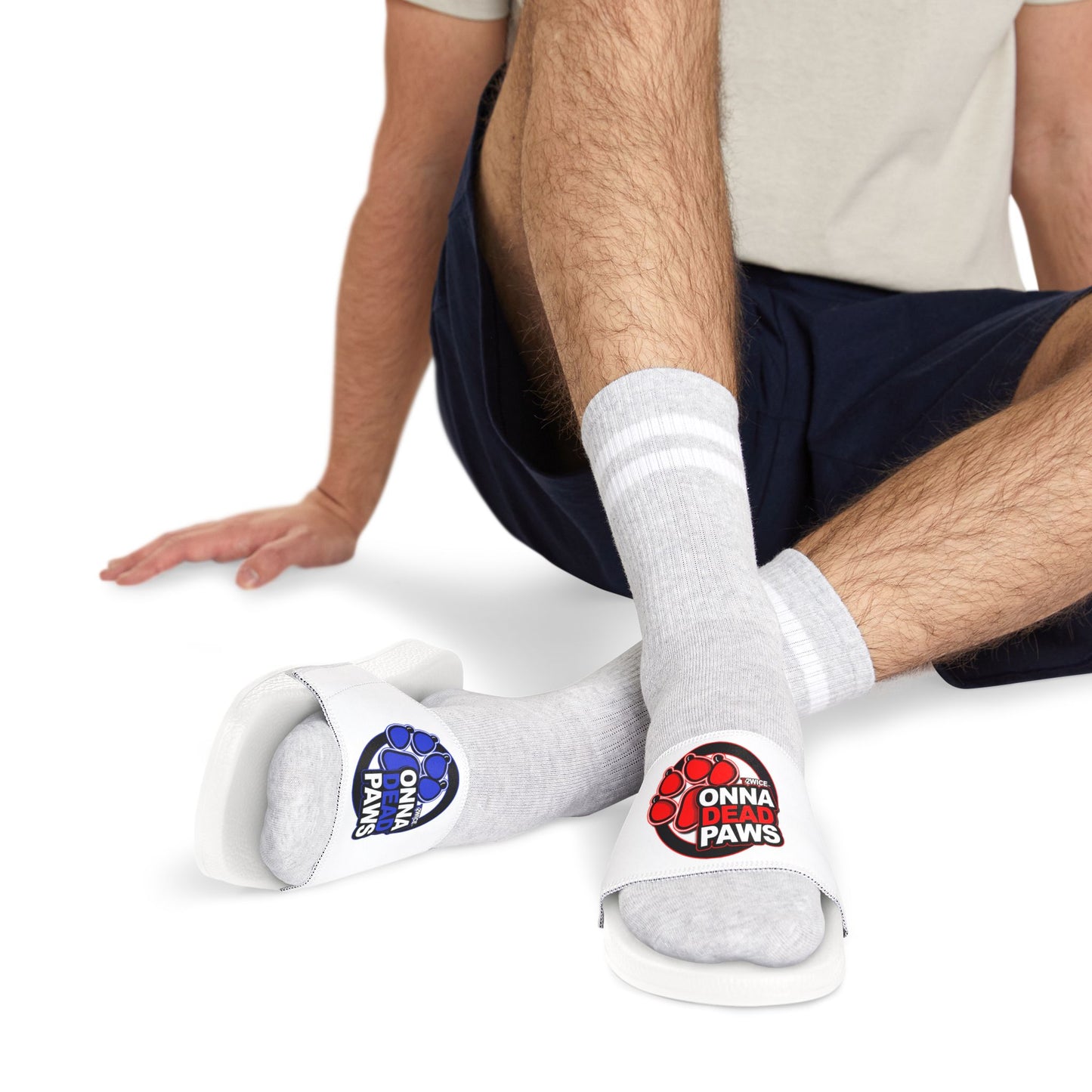 What the Paws?? Strap Slides in All white