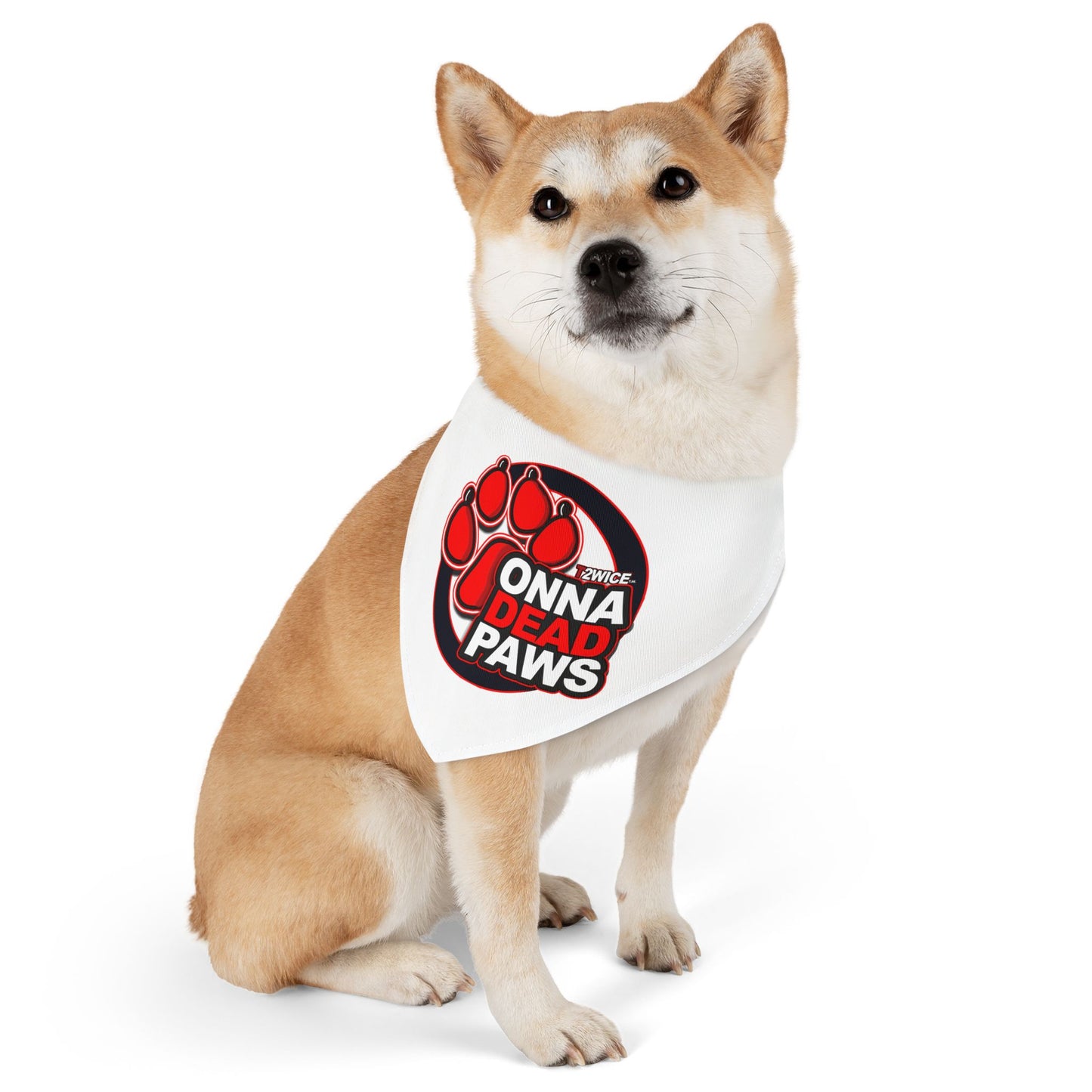 Dead Paws White and Red Pet Bandana Collar