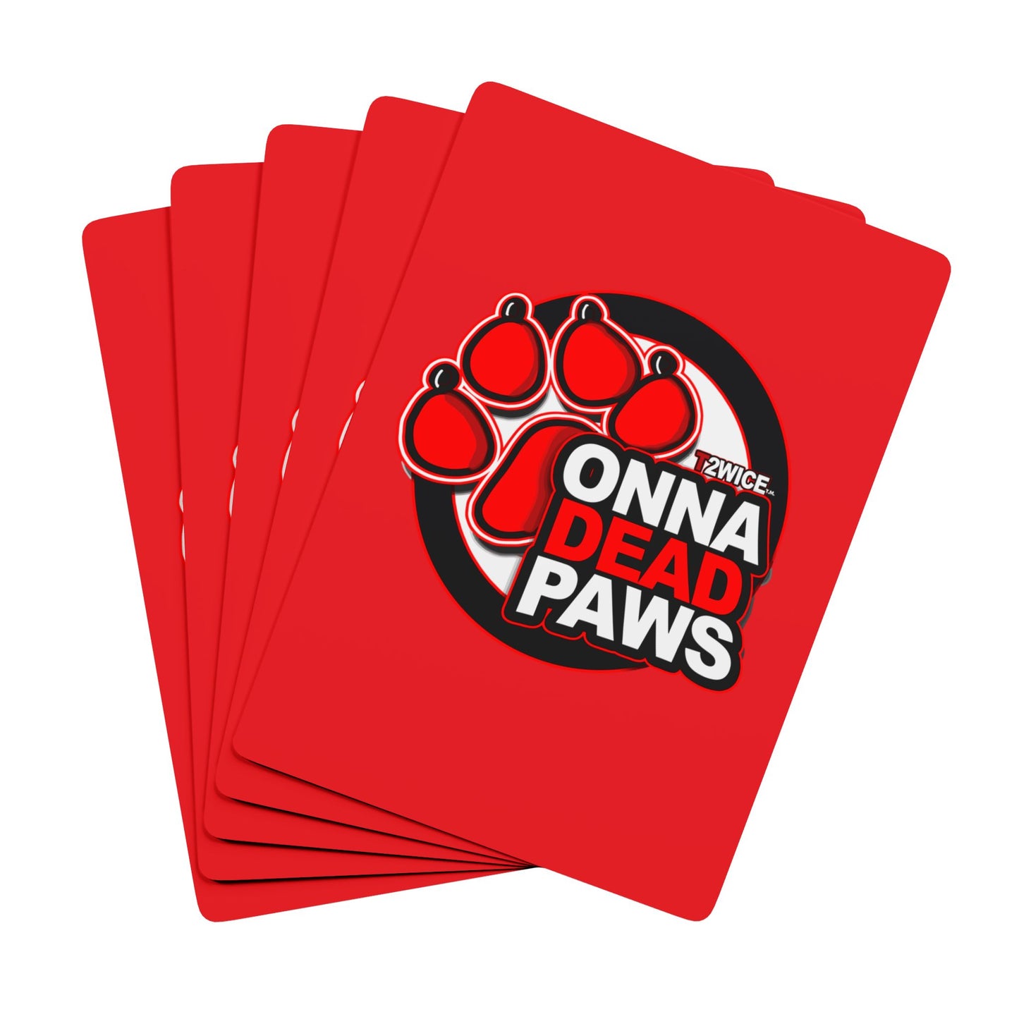 Onna Dead Paws All Red Playing Cards