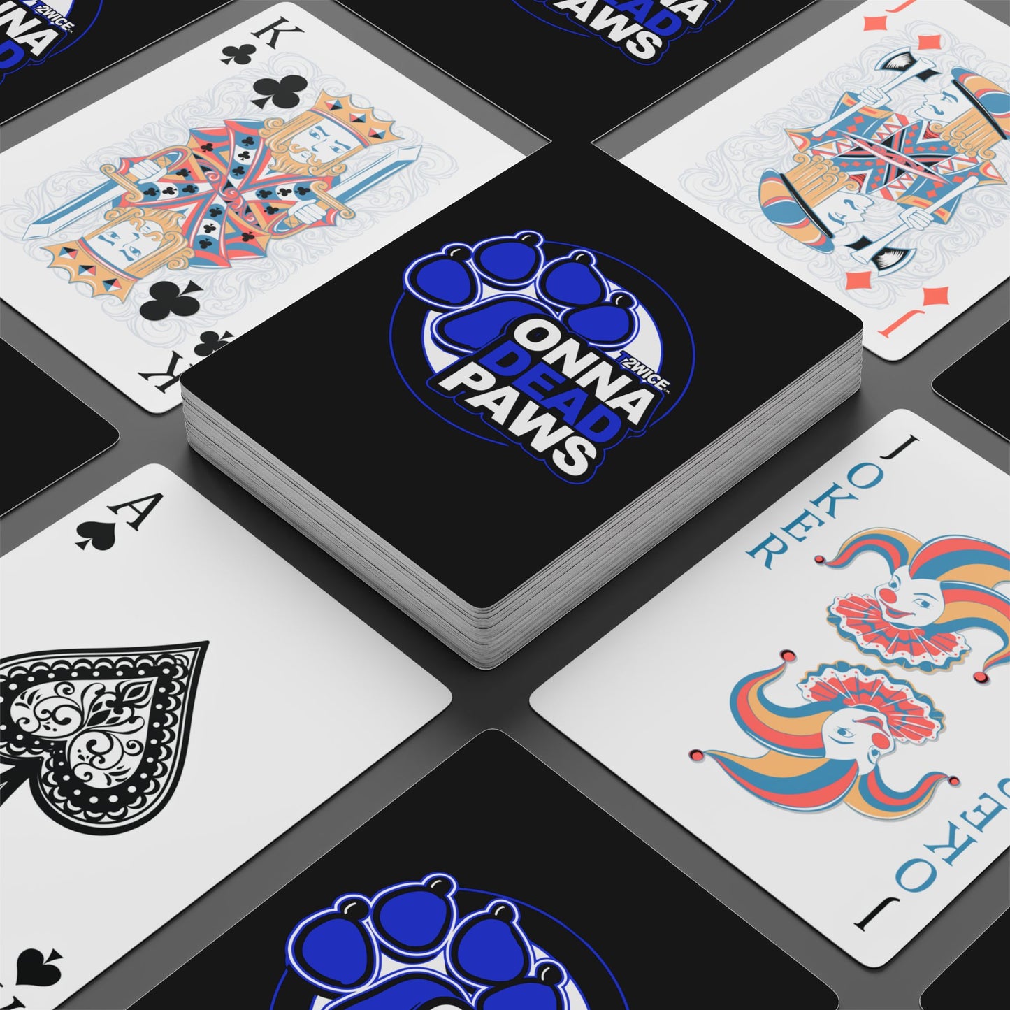 Onna Dead Paws Black and Blue Playing Cards