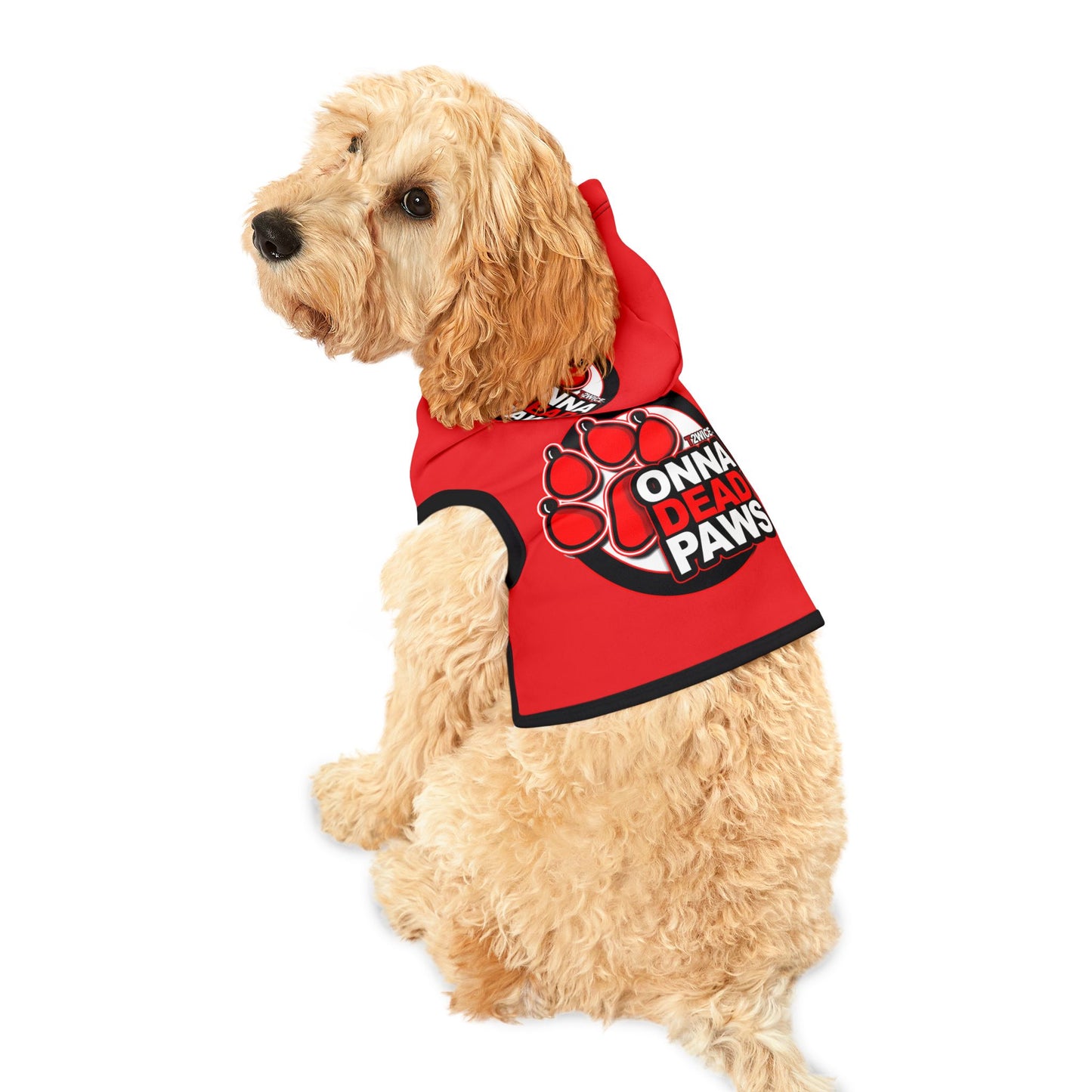 Dead Paws Red Logo Pet Hoodie in Red