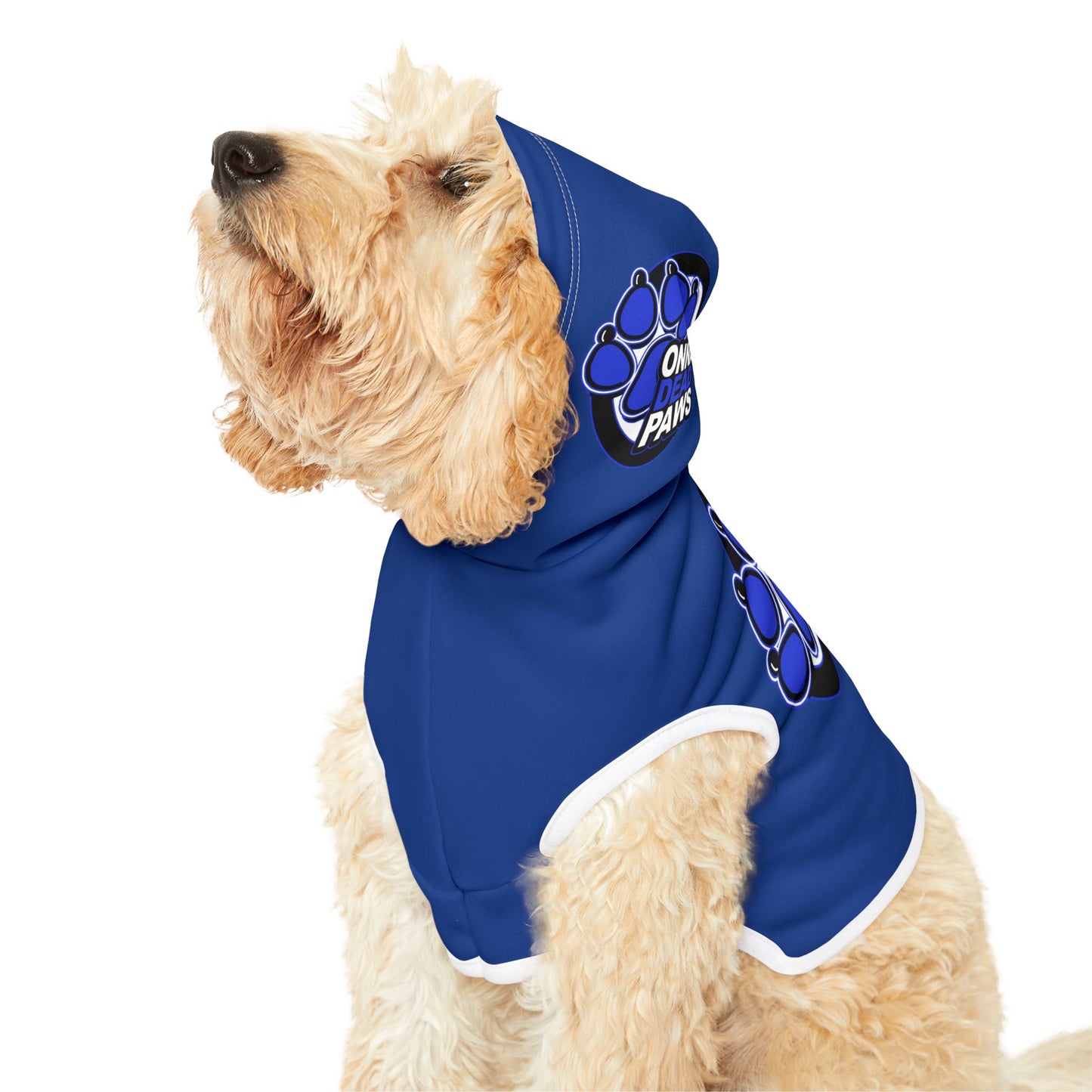 Dead Paws Blue logo Pet Hoodie in Blue
