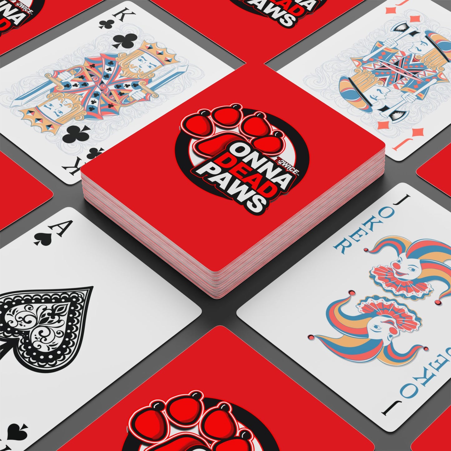 Onna Dead Paws All Red  Playing Cards