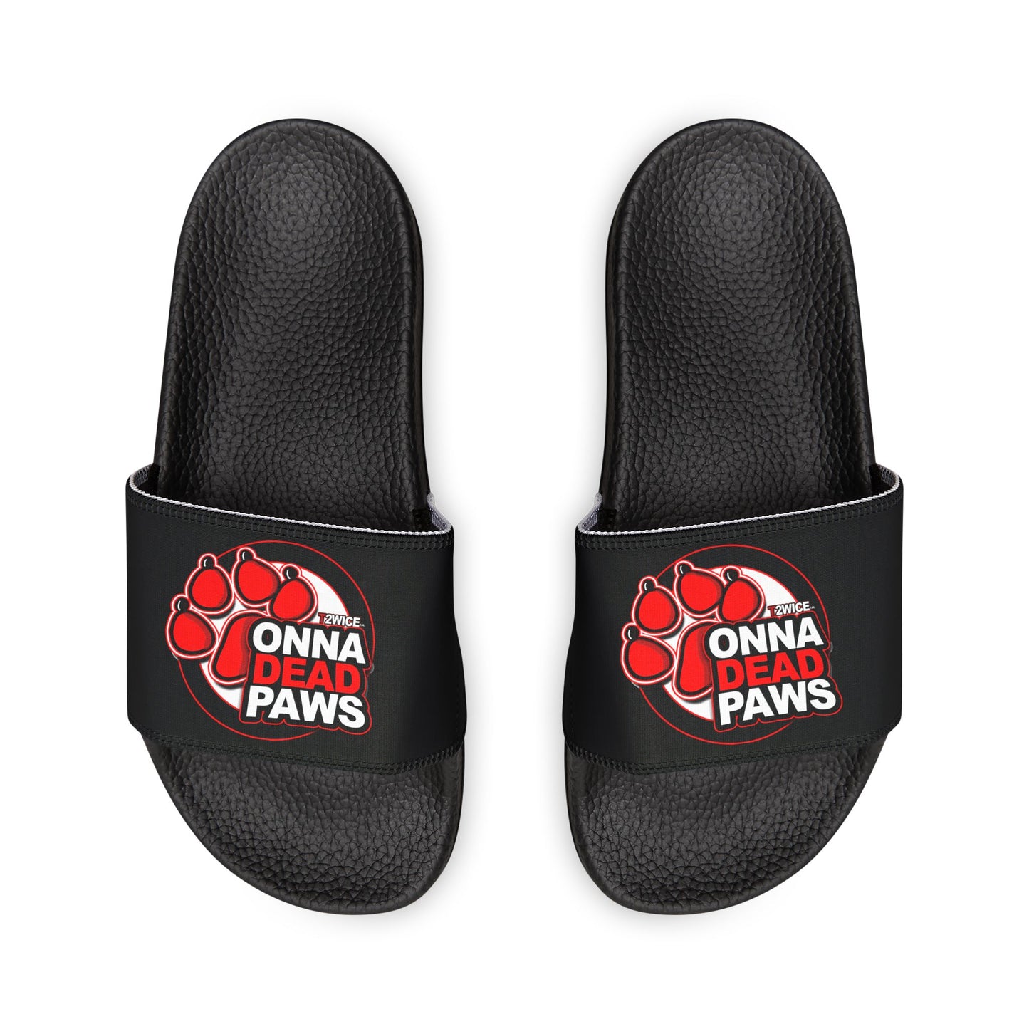 Classic Black and Red Dead Paws Red logo Strap Slides