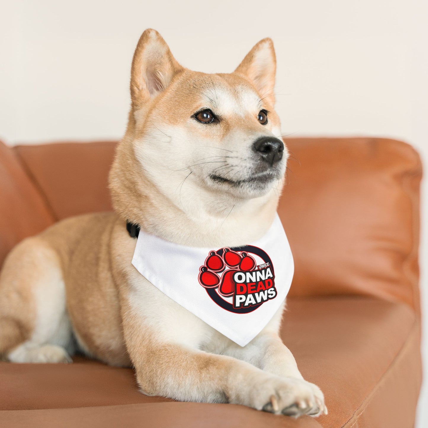 Dead Paws White and Red Pet Bandana Collar