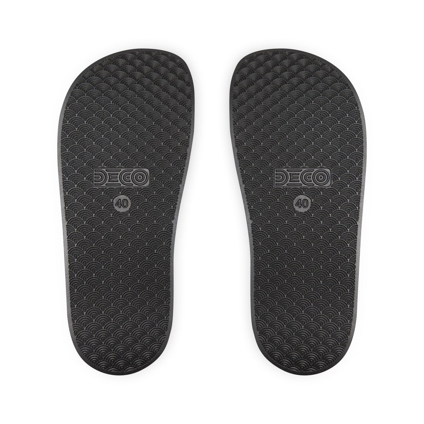 Classic All Black Dead Paws Strap Slides Blue Logo