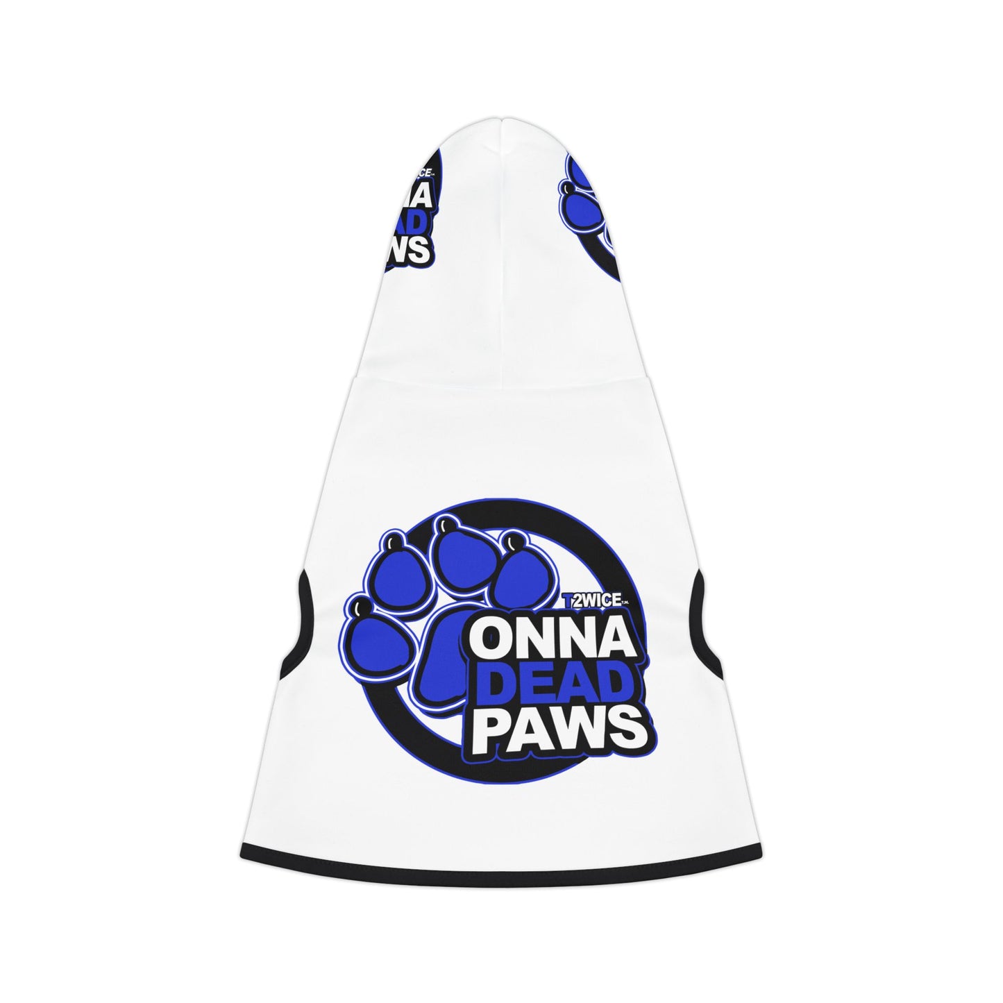 Dead Paws Blue Logo Pet Hoodie in White
