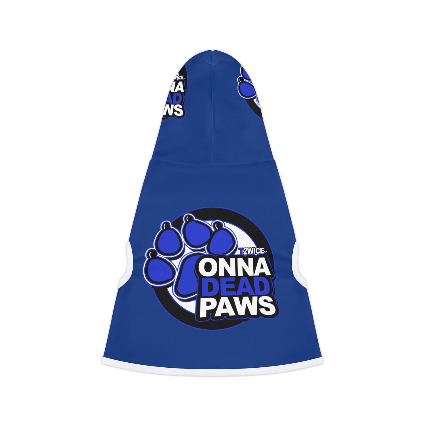Dead Paws Blue logo Pet Hoodie in Blue