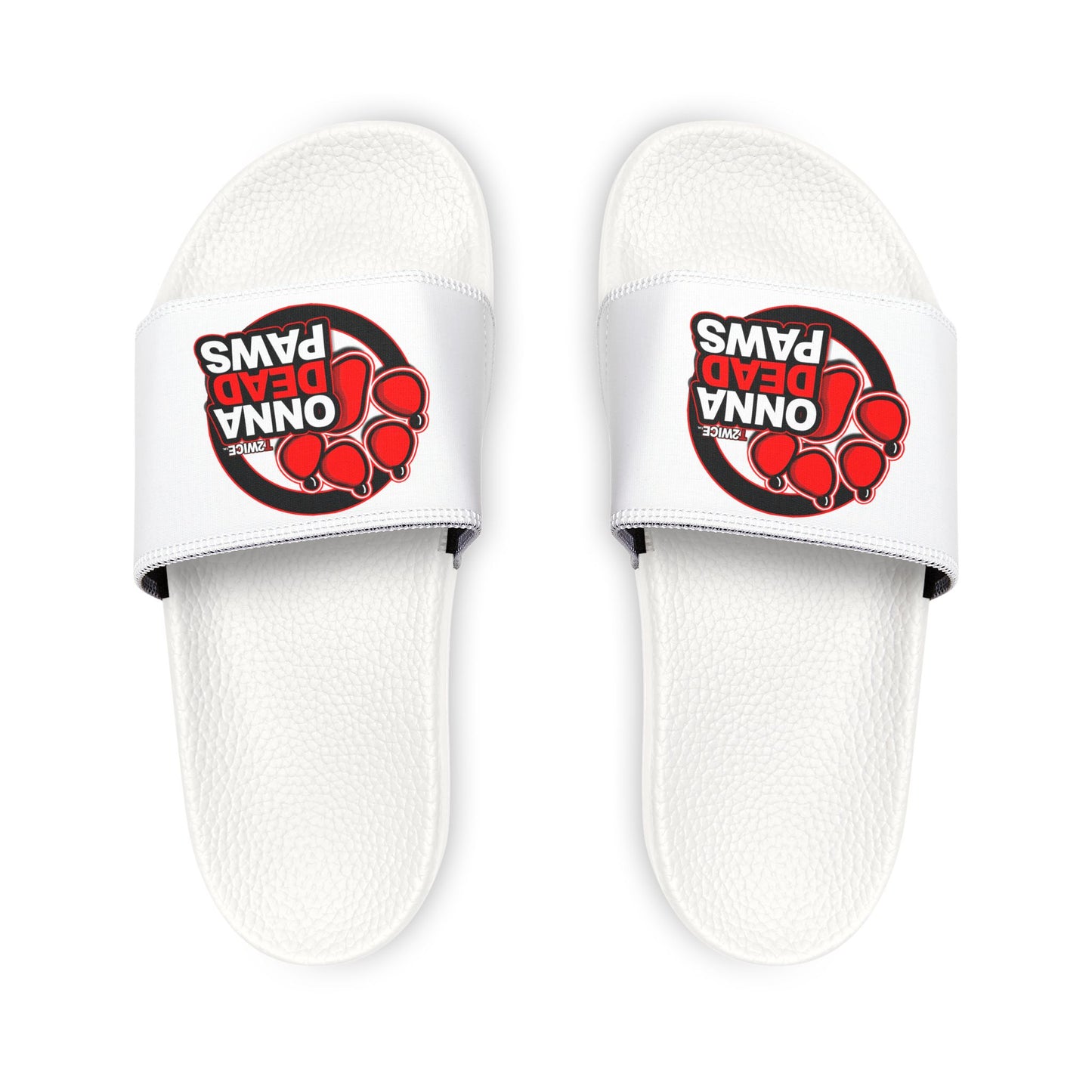 Classic All white Dead Paws Red log Strap Slides