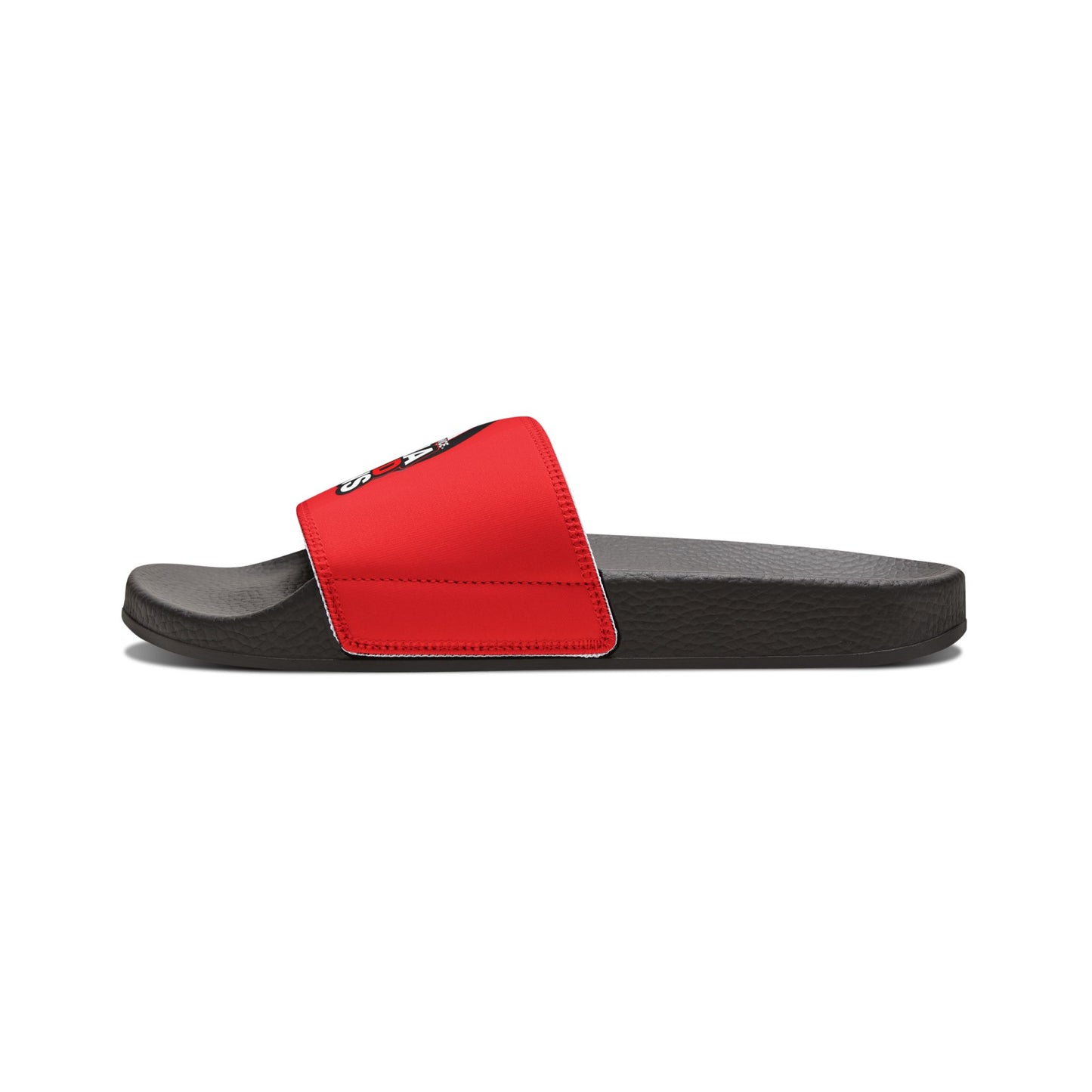 Classic Red and Black Dead Paws Red logo Strap Slides