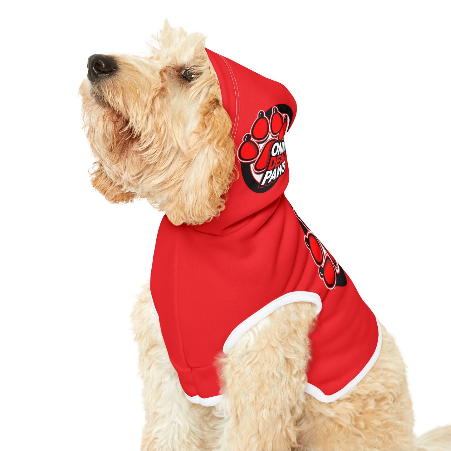 Dead Paws Red Logo Pet Hoodie in Red