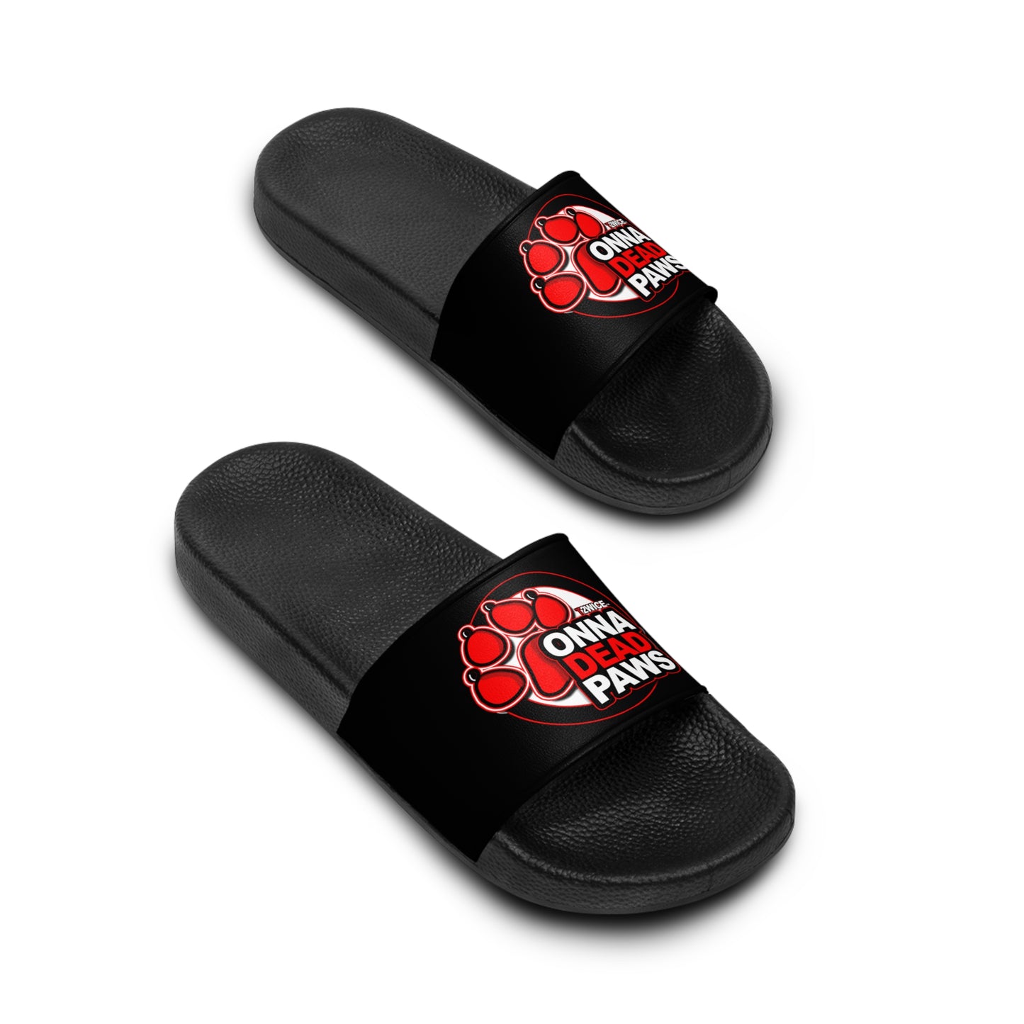 Classic Dead Paws Red logo Slides All Black