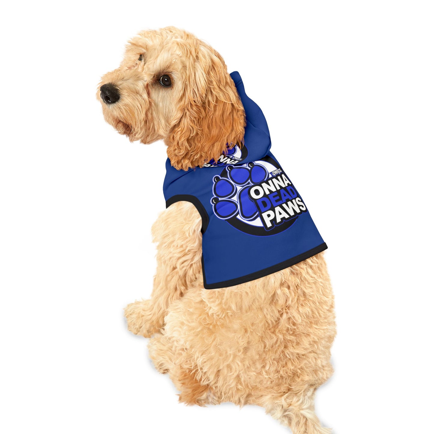 Dead Paws Blue logo Pet Hoodie in Blue
