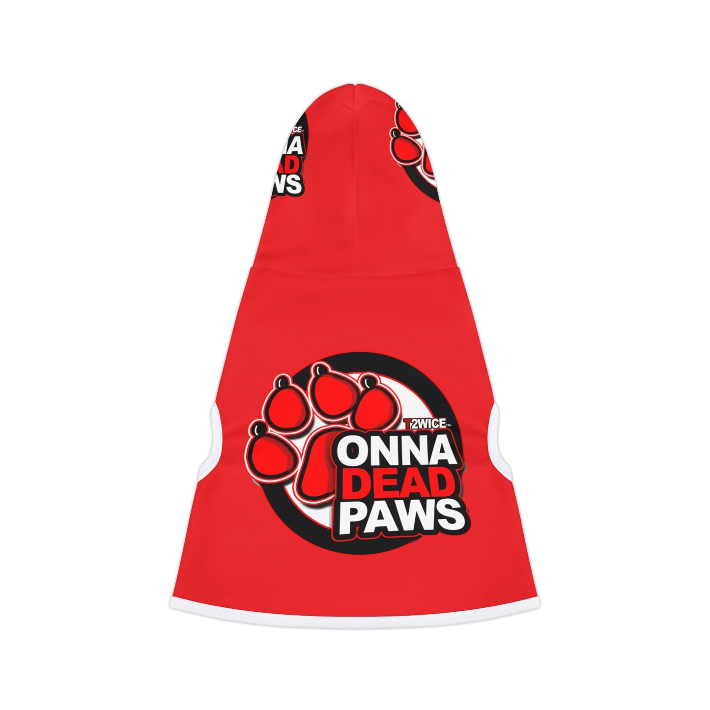 Dead Paws Red Logo Pet Hoodie in Red