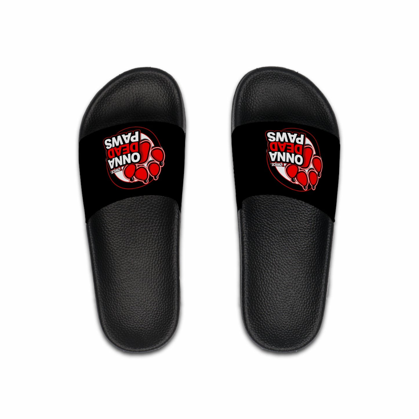 Classic Dead Paws Red logo Slides All Black