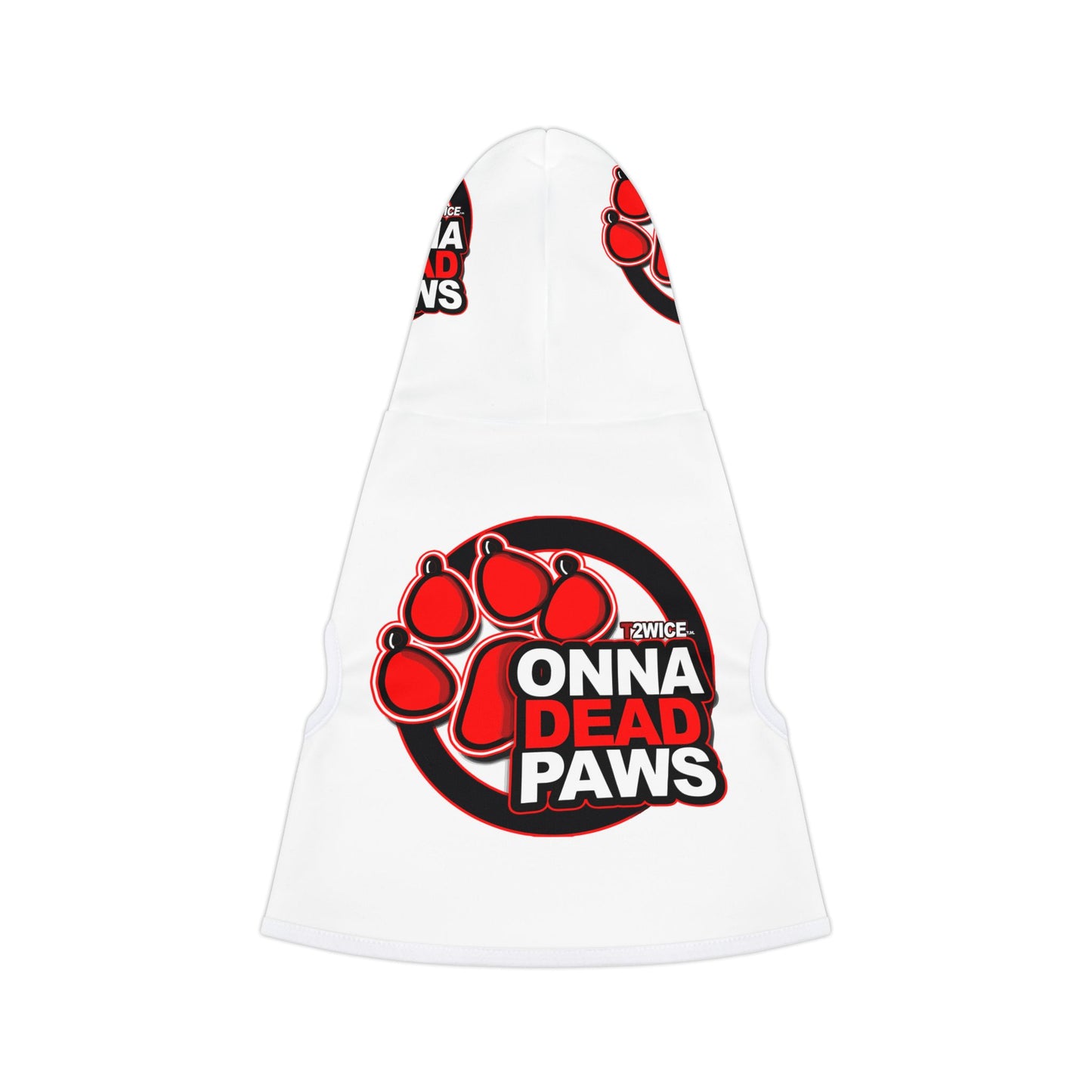Dead Paws Red Logo Pet Hoodie in white