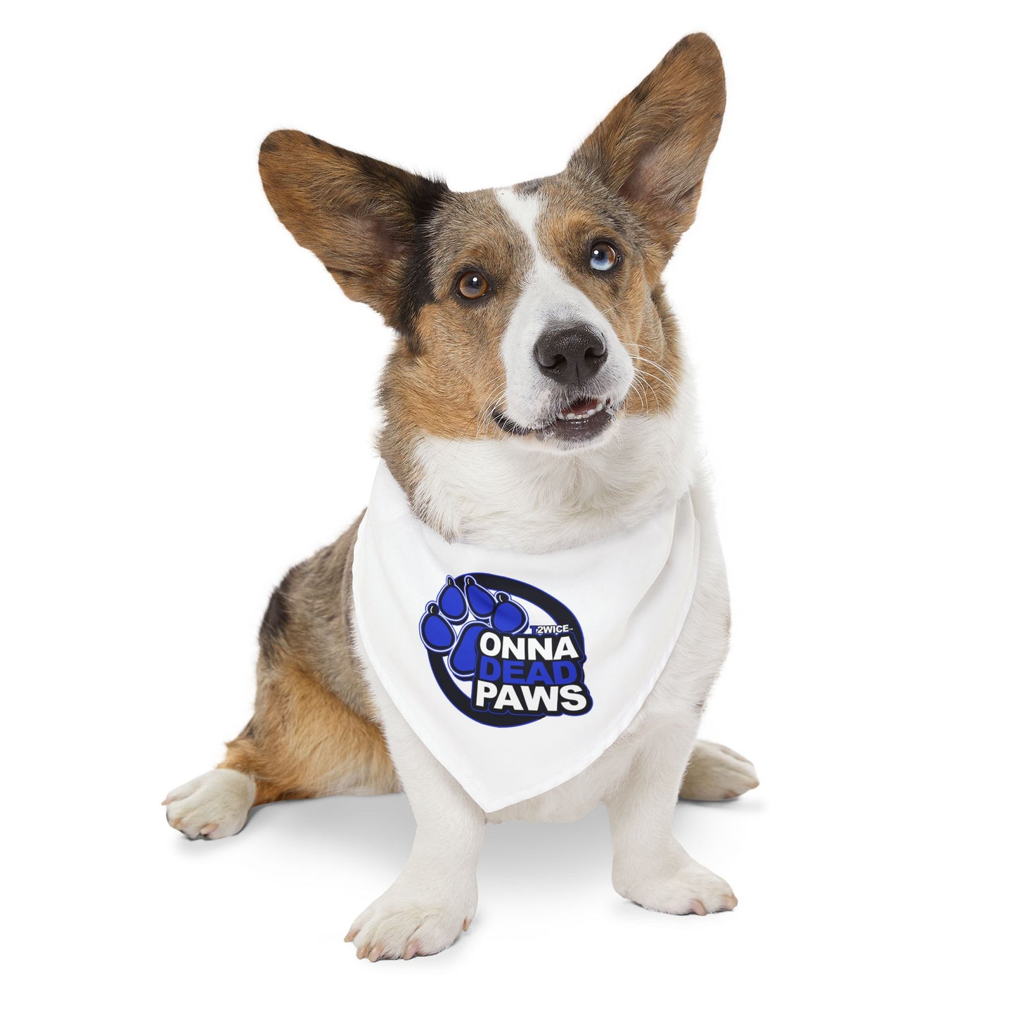 Dead Paws White and Blur Pet Bandana Collar
