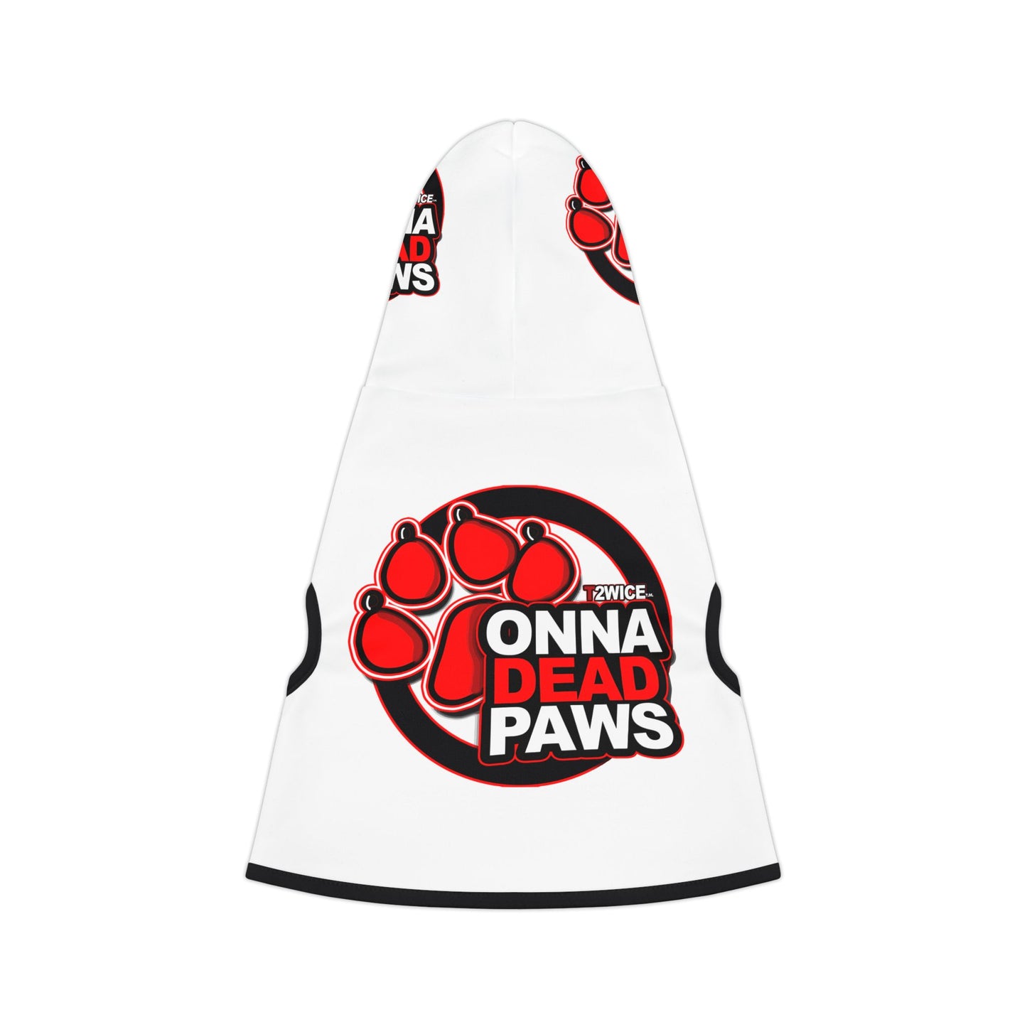 Dead Paws Red Logo Pet Hoodie in white