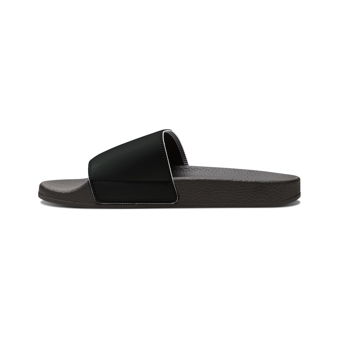 Classic All Black Dead Paws Strap Slides Blue Logo