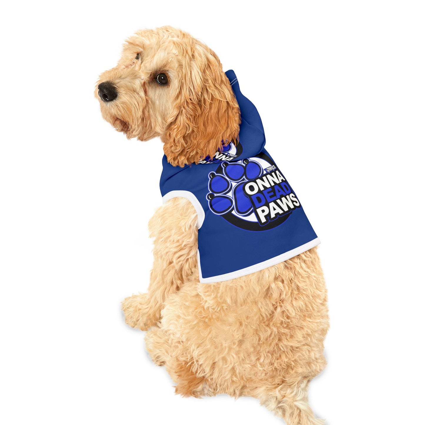 Dead Paws Blue logo Pet Hoodie in Blue