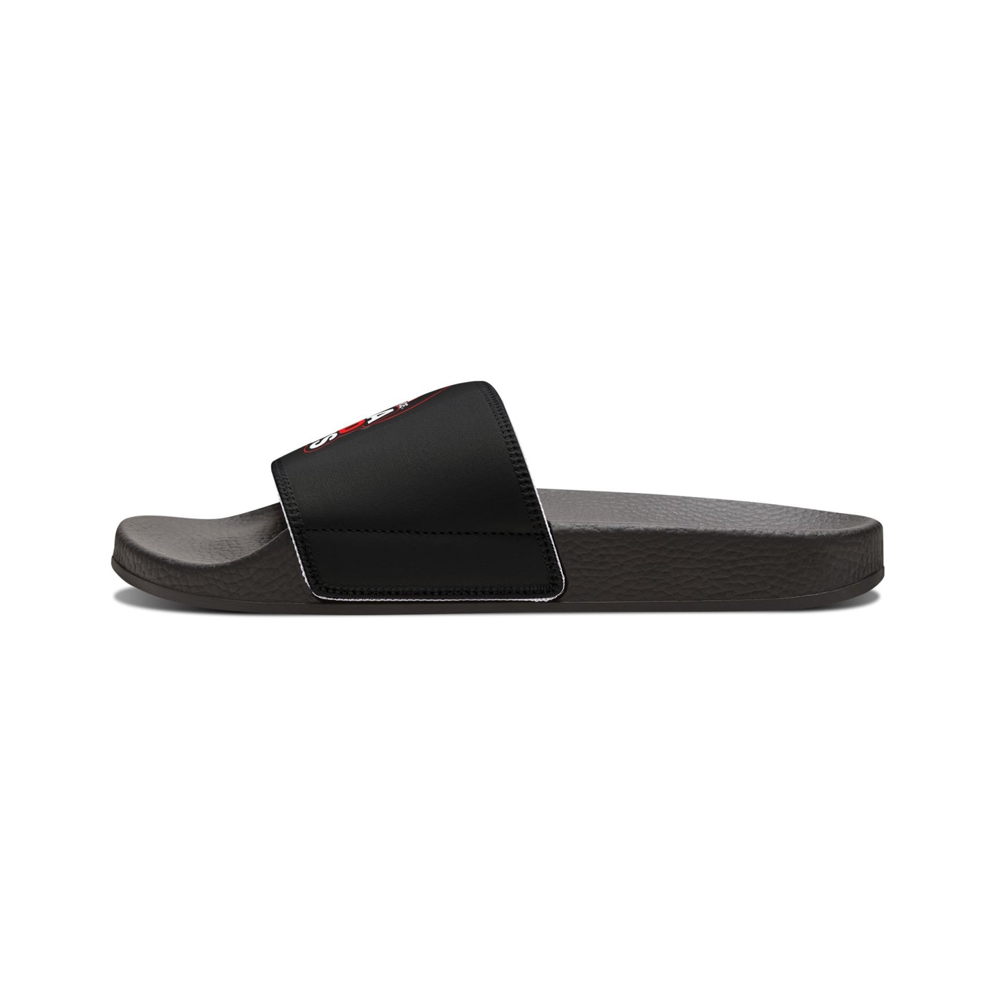 Classic Black and Red Dead Paws Red logo Strap Slides