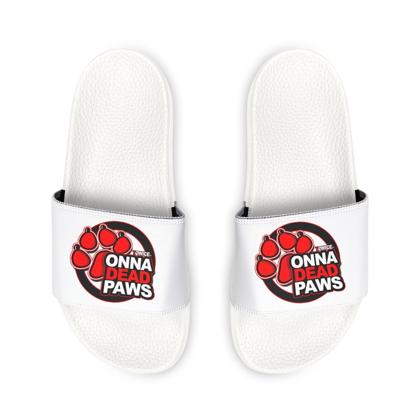 Classic All white Dead Paws Red log Strap Slides