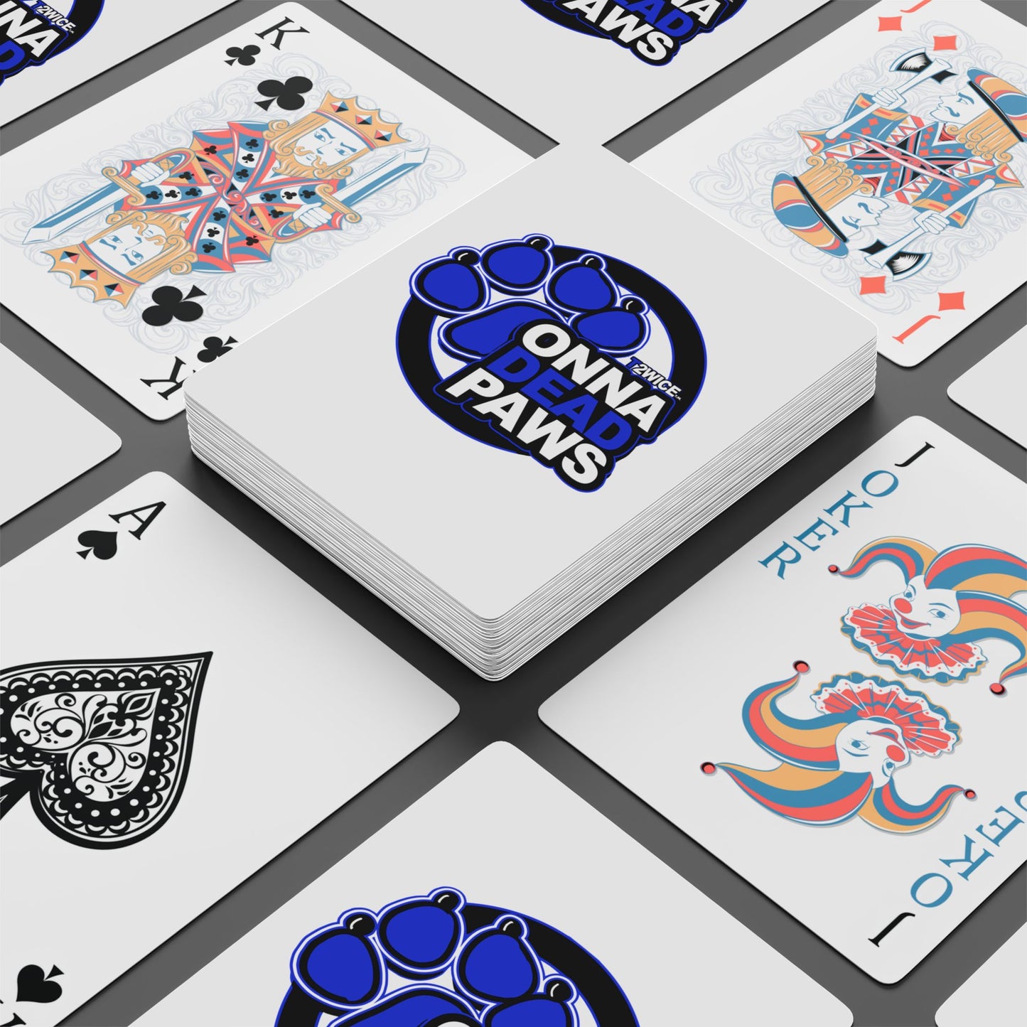 Onna Dead Paws White and Blue  Playing Cards