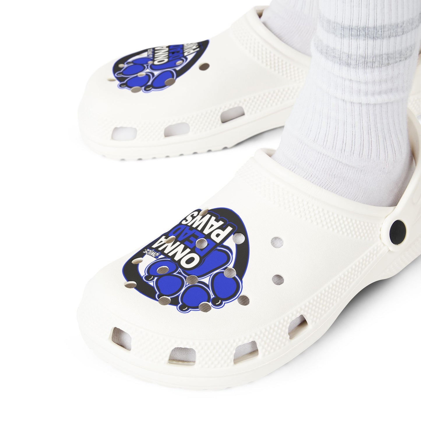 Dead Paws Blue logo croks in white