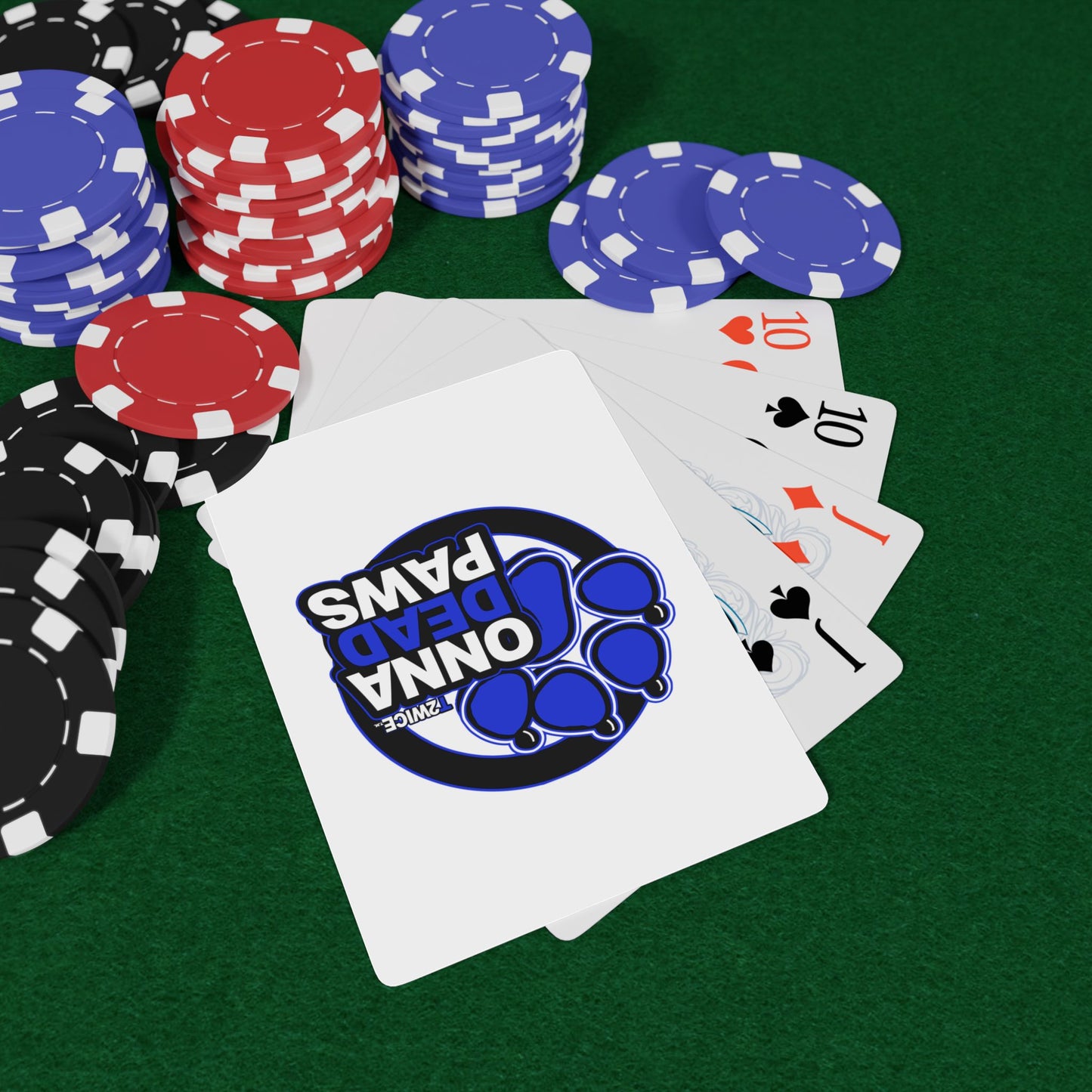 Onna Dead Paws White and Blue  Playing Cards