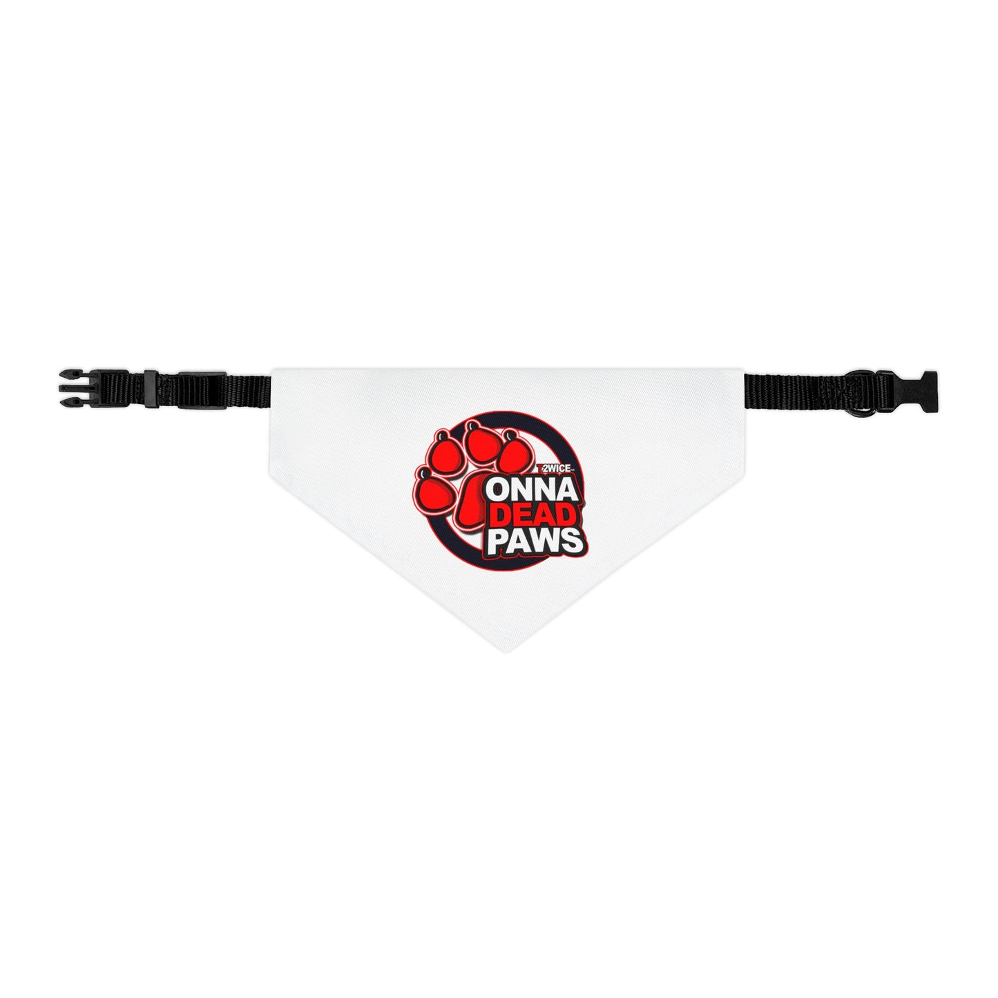 Dead Paws White and Red Pet Bandana Collar