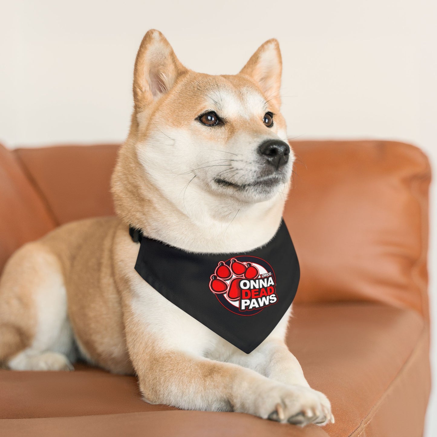 Dead Paws Black and Red Pet Bandana Collar