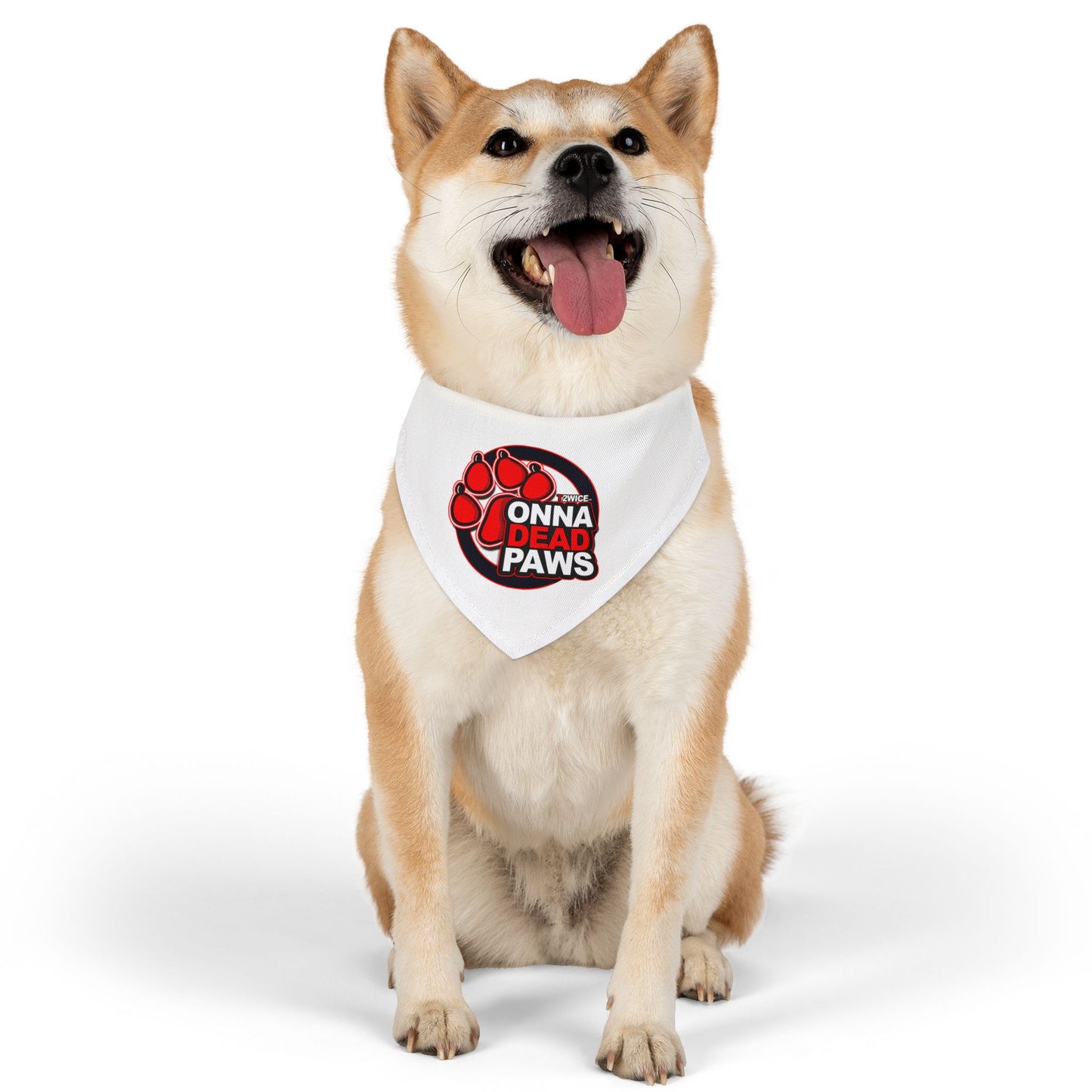 Dead Paws White and Red Pet Bandana Collar