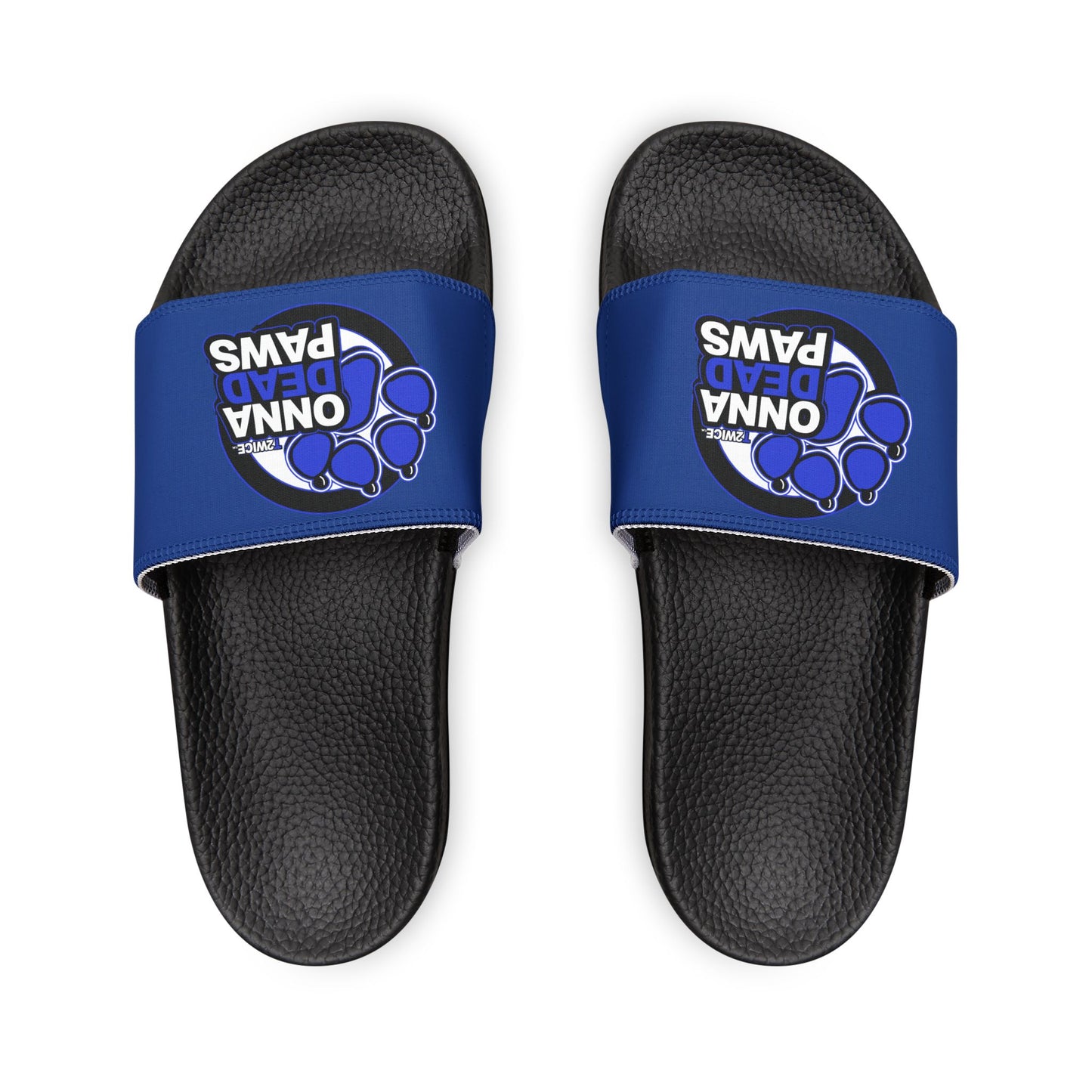 Classic Dead Paws Blue and Black blue logo Strap Slides